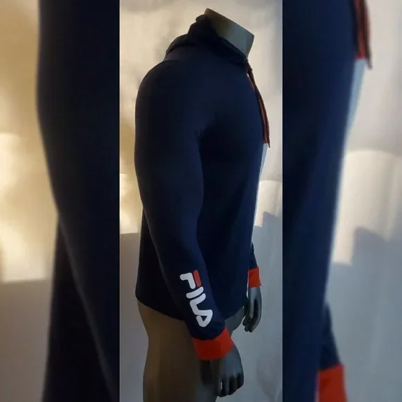 FILA LONG SLEEVE TSHIRT MEN'S WITH HOOD SIZE S MULTICOLOR LOGO DESIGN IN ARM - Picture 9 of 9